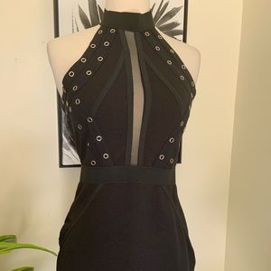 Black Bodycon Dress Mesh and Grommet Detail size S